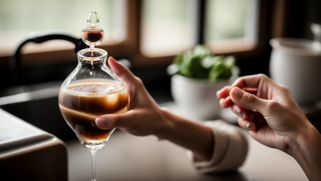 Liquid blood sugar supplement drops swirling into morning coffee as part of a low-GI prediabetes routine
