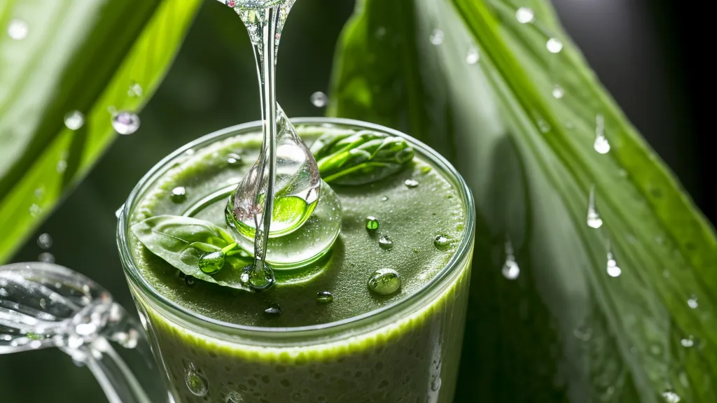 Liquid Sugar Defender drops being added to a green smoothie as part of a low-GI prediabetes management routine