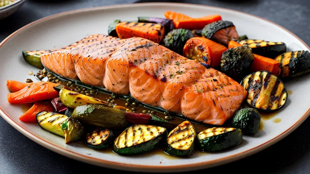 A low-glycemic meal of salmon, greens, and high-fiber lentils built for metabolic health