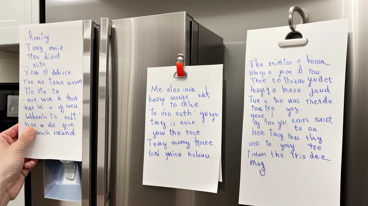 Glycemic index cheat sheet taped to a fridge, a hand-drawn low-GI lifestyle chart for managing prediabetes