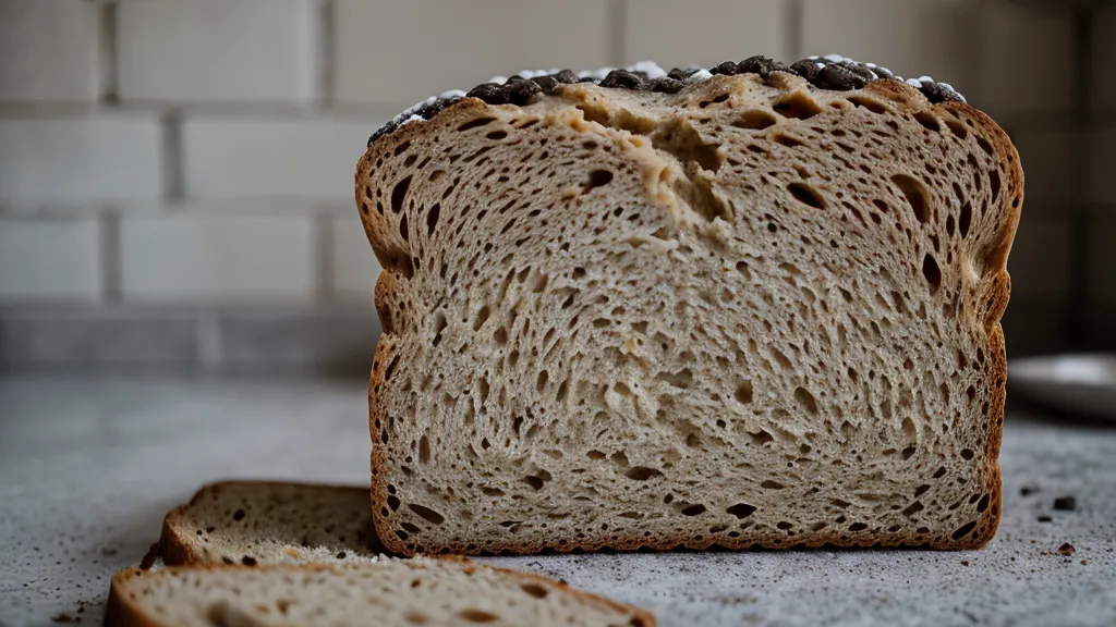 Dense, failed low-glycemic bread loaf on a kitchen counter from an early prediabetes baking attempt