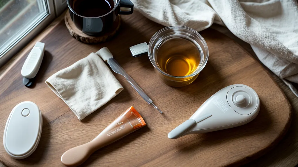 A glucose meter beside a sleep mask, showing the overlap between sleep hygiene and morning glucose control