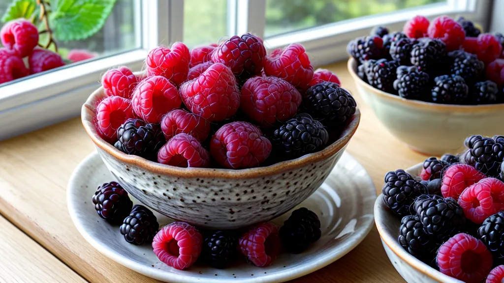 Bowl of raspberries and blackberries, a top low-GI fruit pick for prediabetes diet and metabolic health