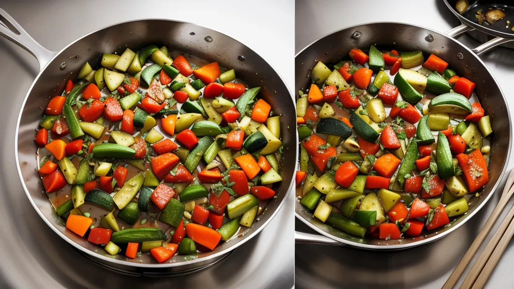 Vegetables flash-seared in avocado oil to keep glucose response low during stir-fry cooking