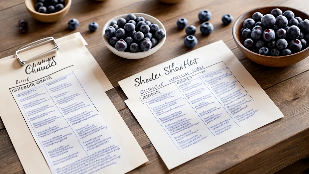 Glycemic index cheat sheet next to low-GI snacks, part of a corporate-wellness approach to a prediabetes lifestyle