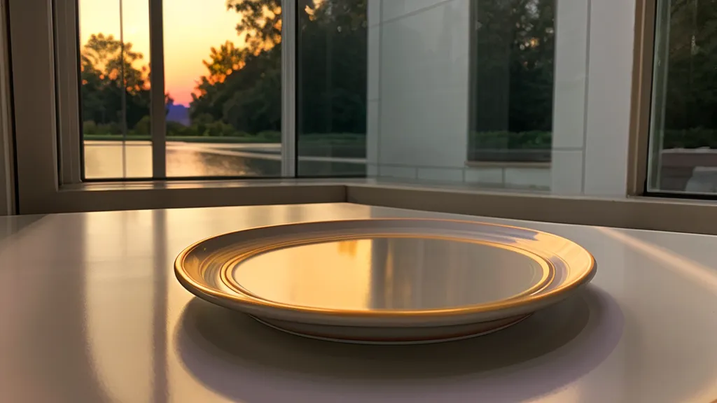 Empty plate at sunset marking the end of an early intermittent fasting eating window