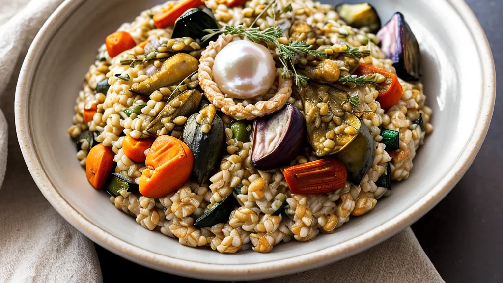 pearl barley risotto served as a family meal swap for white rice