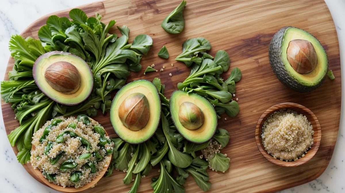 assorted low-glycemic foods like oats, lentils, and vegetables used to manage sugar cravings and support prediabetes-friendly eating