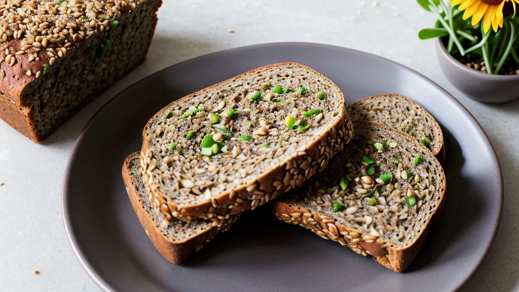Close-up of toasted sprouted grain bread with avocado and greens, a low-glycemic lunch swap for prediabetes meal prep