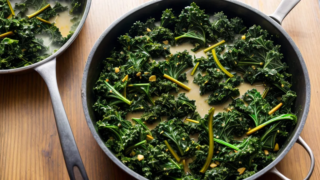 Vibrant green sautéed kale in a pan, a low-glycemic cooked vegetable swap for prediabetes-friendly meal prep