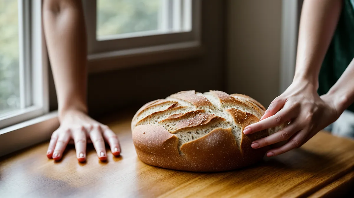 Dense low-GI bread on a home kitchen counter during my white bread mourning period, a prediabetes lifestyle change in Seattle