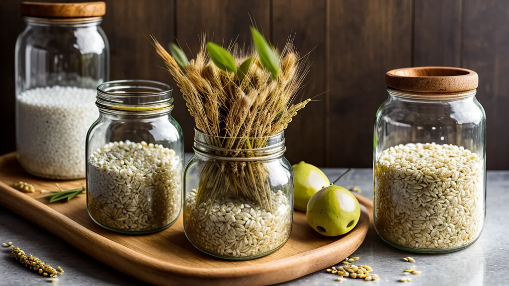 Raw and cooked pearled barley displayed in a kitchen setting, a low-GI swap for metabolic health.